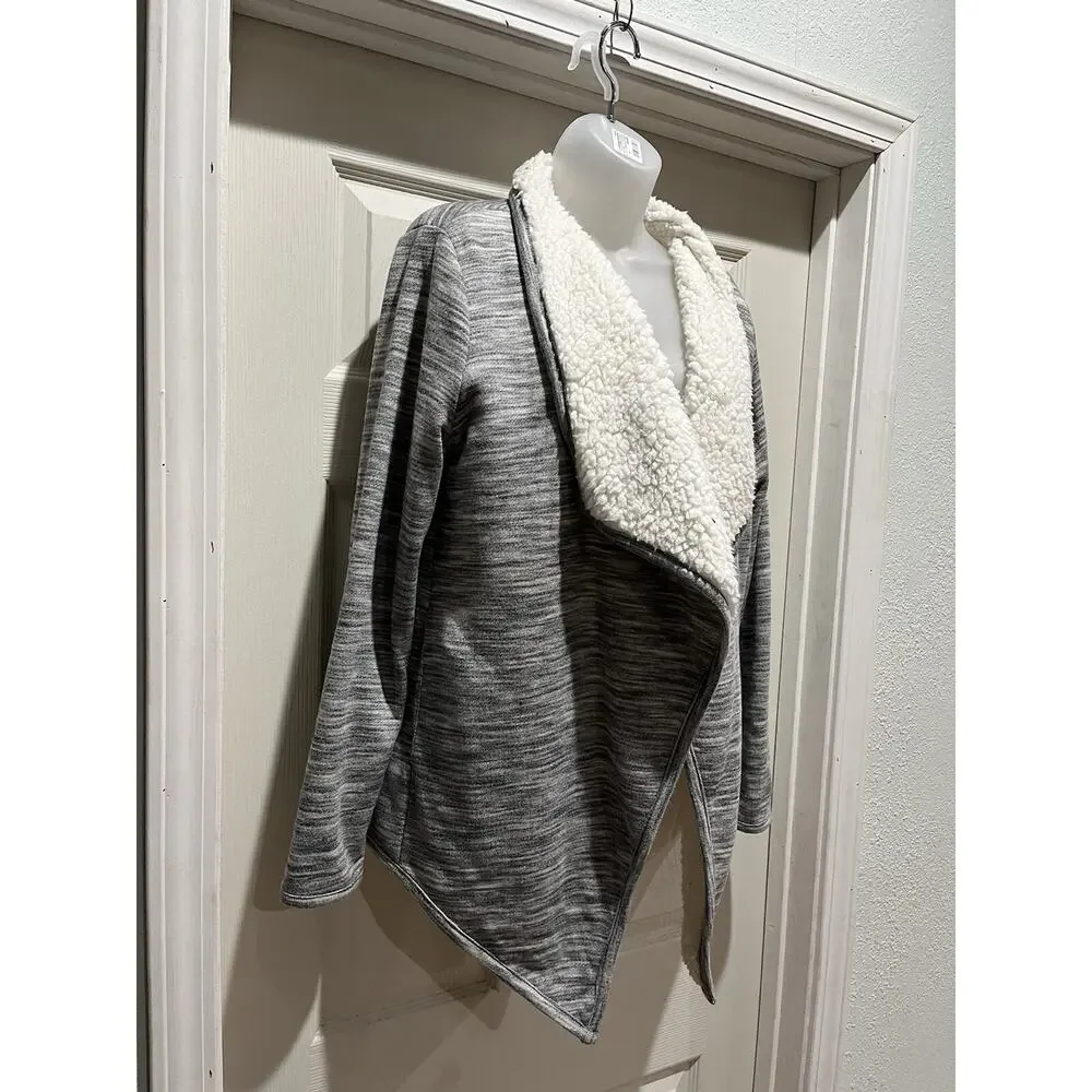 Green Tea gray heather fly away Sherpa style fleece lined jacket Size XL